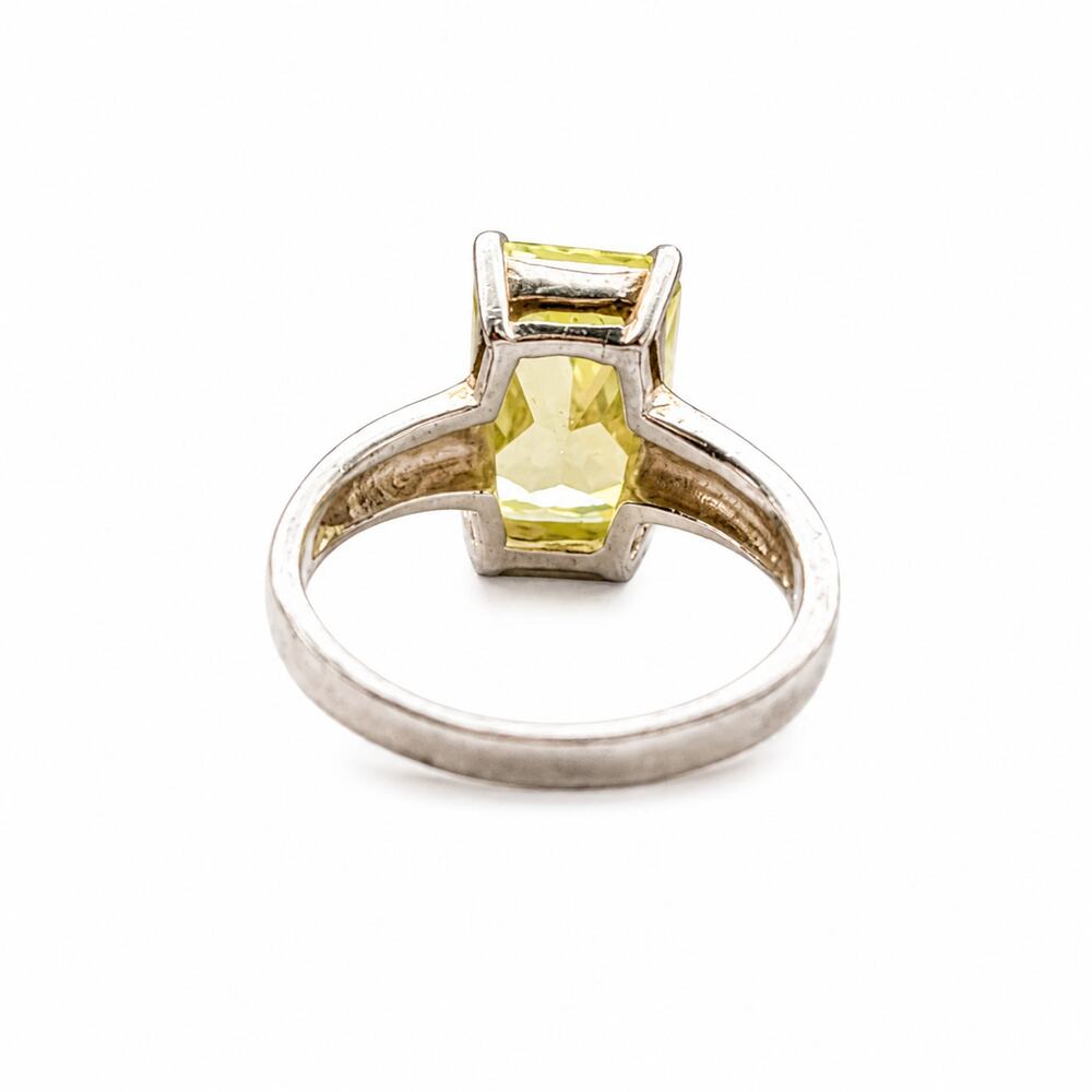 Sterling Silver Man Made Lemon Quartz Rings Set Size 7 & 7.5 Yellow Silver Pair - Picture 8 of 14